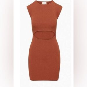 2/10 ❤️ WILFRED FREE Cut Out Knit Mini Dress in Copper Orange